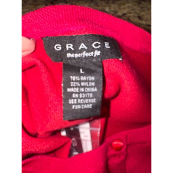 NWT Grace The Perfect Fit Red Bugtton Cardigan Sweater L City Preppy Academic - Picture 5 of 10